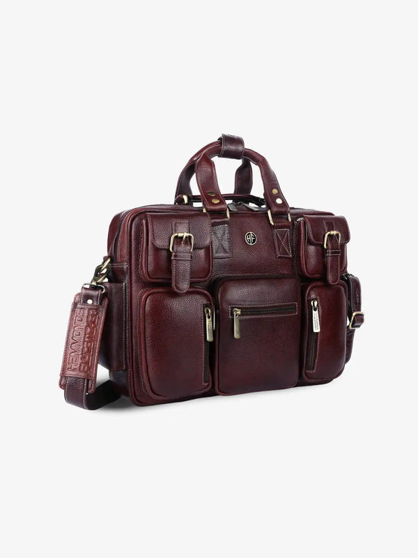 Premium Laptop Bag for Men - Office & Regulars Use - Genuine Leather - Fits for 14-15.6 Inch Laptops