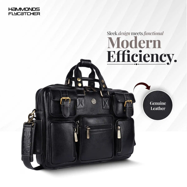 Premium Laptop Bag for Men - Office & Regulars Use - Genuine Leather - Fits for 14-15.6 Inch Laptops