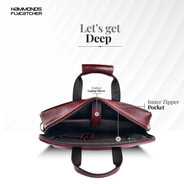Genuine Leather Laptop Messenger Bag For Men - It Comes With 1 Year Warranty