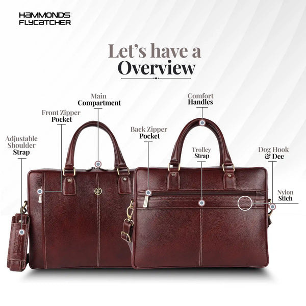 Genuine Leather Laptop Bag for Men - Office Bag, Brushwood - Fits Up to 15.6 Inch Laptop/MacBook - Shoulder