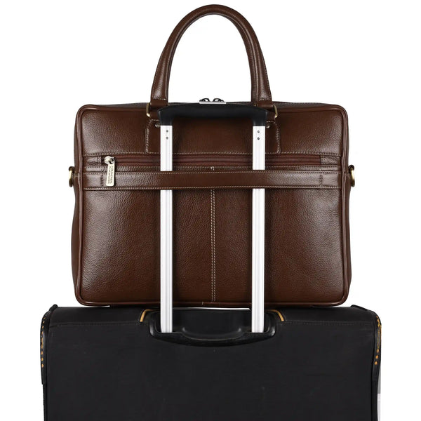 Genuine Leather Laptop Bag for Men - Office Bag, Brushwood - Fits Up to 15.6 Inch Laptop/MacBook - Shoulder