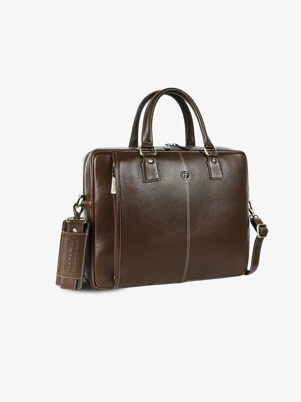 Genuine Leather Laptop Bag for Men - Office Bag, Brushwood - Fits Up to 15.6 Inch Laptop/MacBook - Shoulder