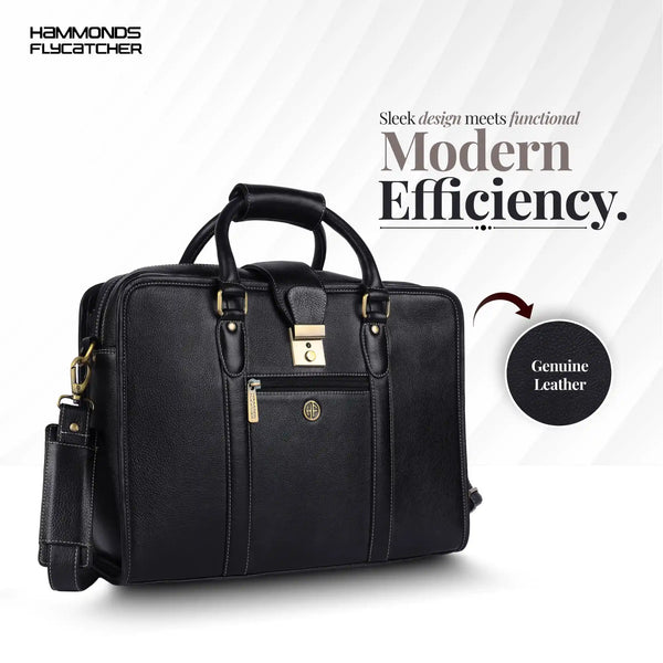 Leather Luxury Laptop Bag For Men With Adjustable & Removable Shoulder Strap
