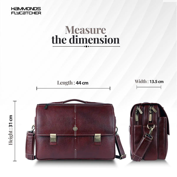 Laptop Bag for Men - Genuine Leather Office Bag, Brown Messenger Bag - Fits 14/15.6 Inch Laptop