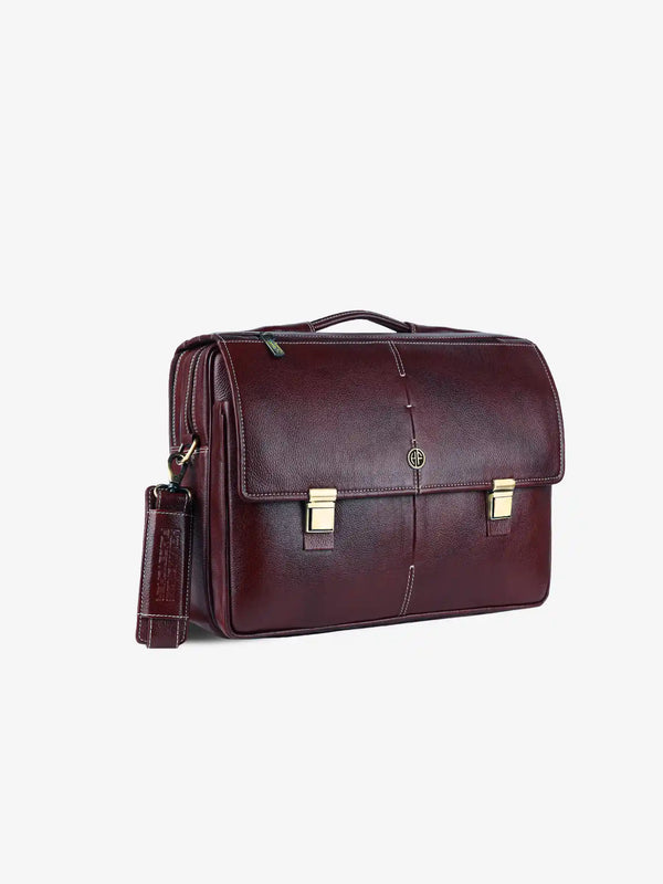 Laptop Bag for Men - Genuine Leather Office Bag, Brown Messenger Bag - Fits 14/15.6 Inch Laptop