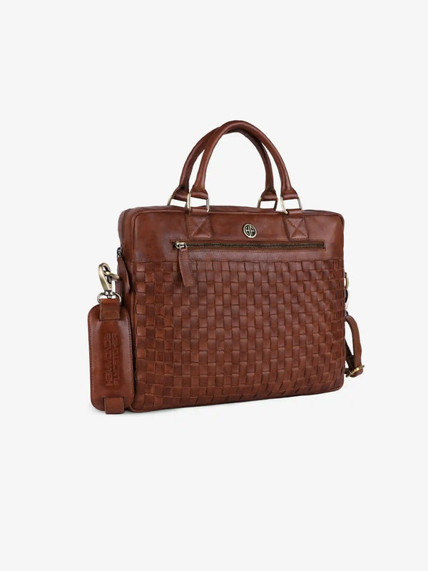 Genuine Leather Office Bag for Men, 15.6" Professional Leather Laptop Bag for Men for Office, Travel, Daily Use, Adjustable Strap & Multi Compartments, 1 Year Warranty