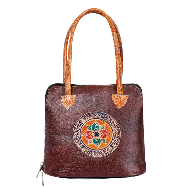 Shantiniketan Genuine Leather Batua - Brown image