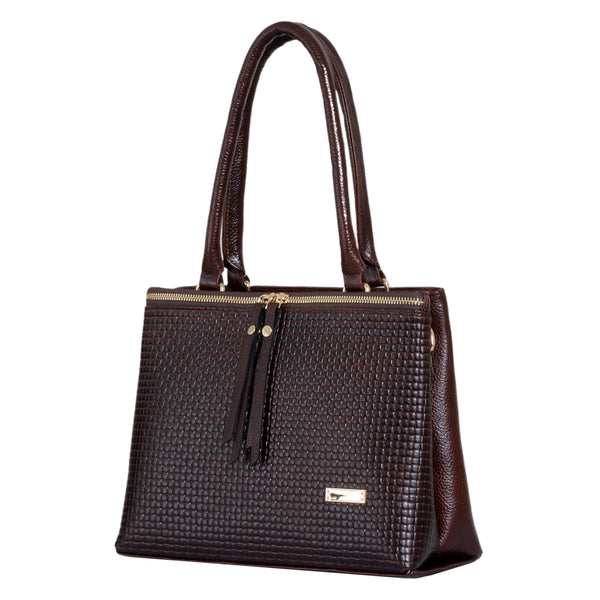 Natural Leather Ladies Handbag Front Metal Chain image 4