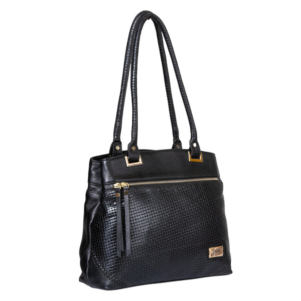 Genuine Leather Handbag Metal chain BG image 2