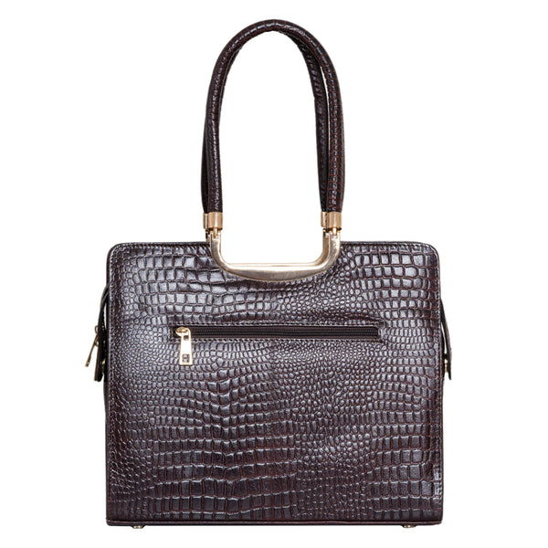 Genuine Leather Handbag Croco Textured Print image 4