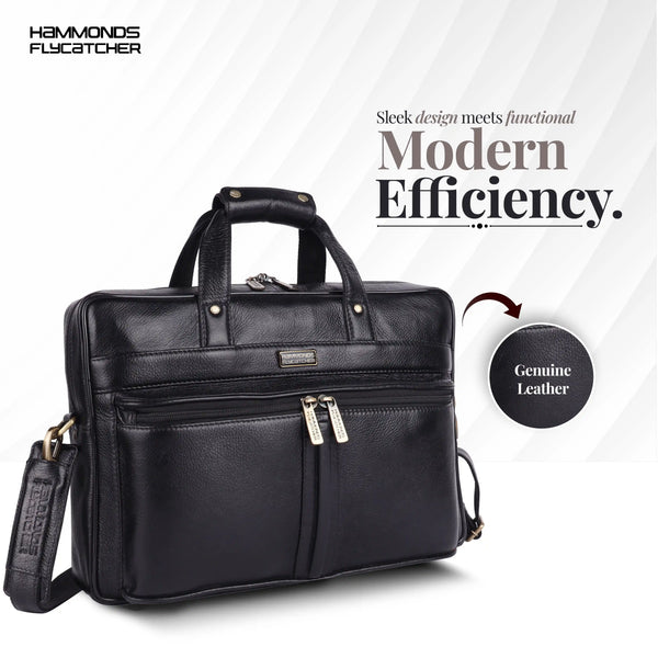Genuine Leather Office Bag for Men - Laptop Bag - Fits Upto 15.6 Inch Laptop/MacBook - 1 Year Warranty