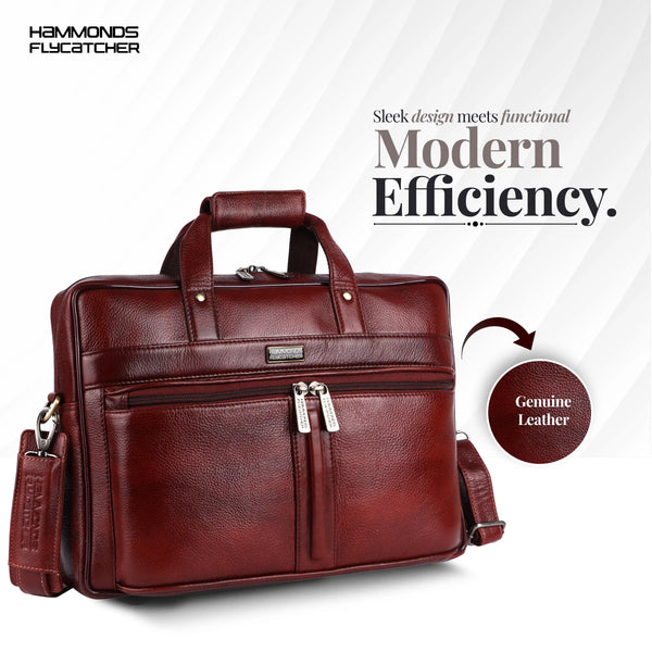 Genuine Leather Office Bag for Men - Laptop Bag - Fits Upto 15.6 Inch Laptop/MacBook - 1 Year Warranty