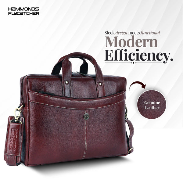 Leather Laptop Messenger Bag for Men with Multiple Compartments - Fits up to 15.6 Inch Laptop - 1 Year Warranty