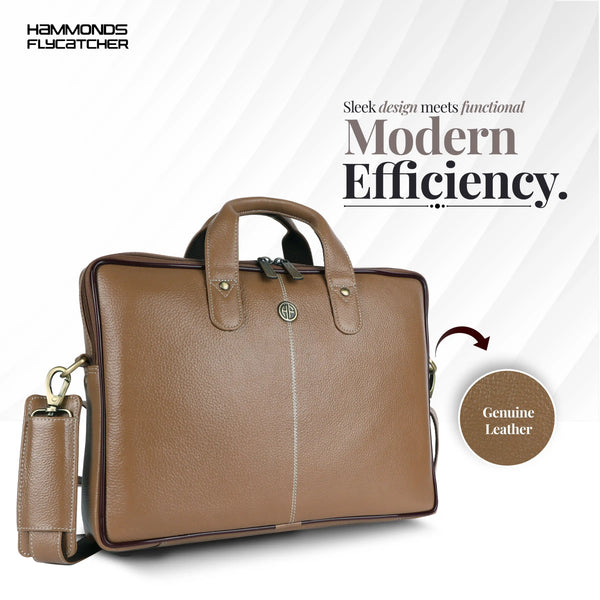 Office Bag for Men - Genuine Leather Laptop Bag - Fits Upto 14 Inch Laptop Bag/MacBook - 1 Year Warranty