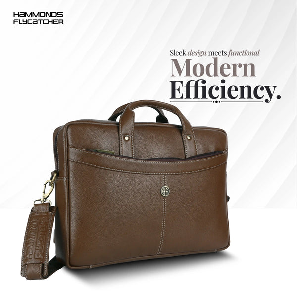 Leather Laptop Messenger Bag for Men with Multiple Compartments - Fits up to 15.6 Inch Laptop - 1 Year Warranty