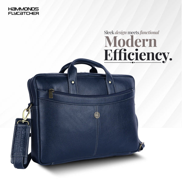 Leather Laptop Messenger Bag for Men with Multiple Compartments - Fits up to 15.6 Inch Laptop - 1 Year Warranty