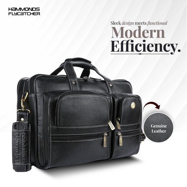 Genuine Leather Office Bag for Men - Fits Up to 15.6 Inch Laptop/MacBook