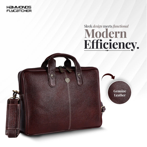 Office Bag for Men - Genuine Leather Laptop Bag - Fits Upto 14 Inch Laptop Bag/MacBook - 1 Year Warranty