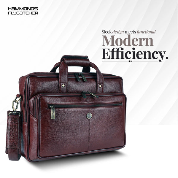 Office Shoulder Bag for Laptop - Genuine Leather - Fits 14 to 15.6 Inch Laptop/MacBook - 1 Year Warranty