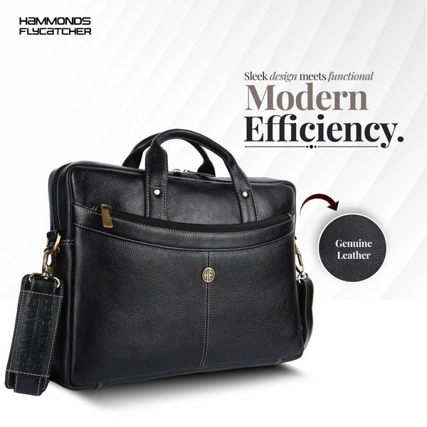 Leather Laptop Messenger Bag for Men with Multiple Compartments - Fits up to 15.6 Inch Laptop - 1 Year Warranty