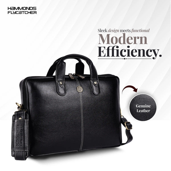 Office Bag for Men - Genuine Leather Laptop Bag - Fits Upto 14 Inch Laptop Bag/MacBook - 1 Year Warranty