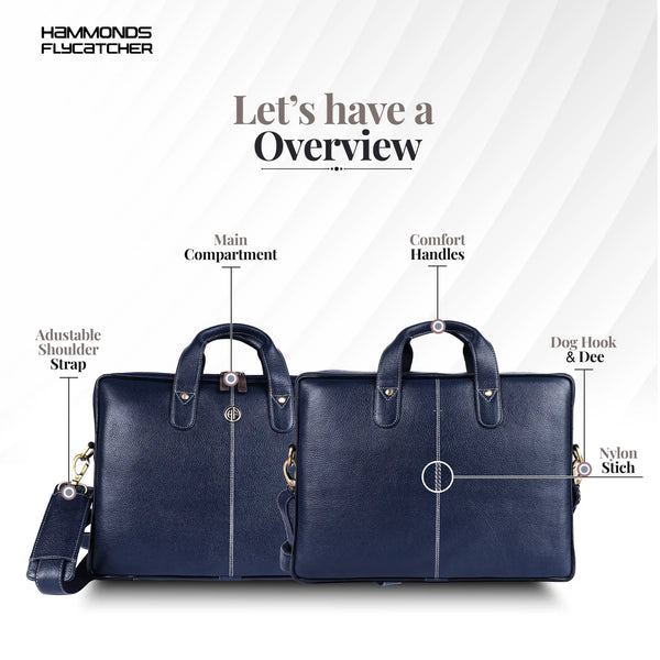 Office Bag for Men - Genuine Leather Laptop Bag - Fits Upto 14 Inch Laptop Bag/MacBook - 1 Year Warranty