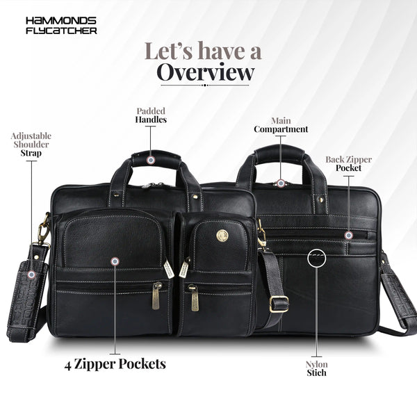 Genuine Leather Office Bag for Men - Fits Up to 15.6 Inch Laptop/MacBook