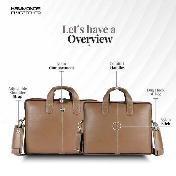 Office Bag for Men - Genuine Leather Laptop Bag - Fits Upto 14 Inch Laptop Bag/MacBook - 1 Year Warranty