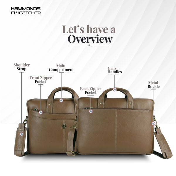 Leather Laptop Messenger Bag for Men with Multiple Compartments - Fits up to 15.6 Inch Laptop - 1 Year Warranty