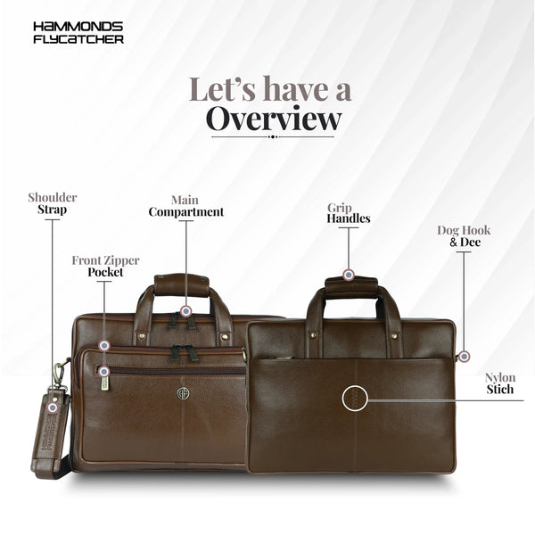 Office Shoulder Bag for Laptop - Genuine Leather - Fits 14 to 15.6 Inch Laptop/MacBook - 1 Year Warranty