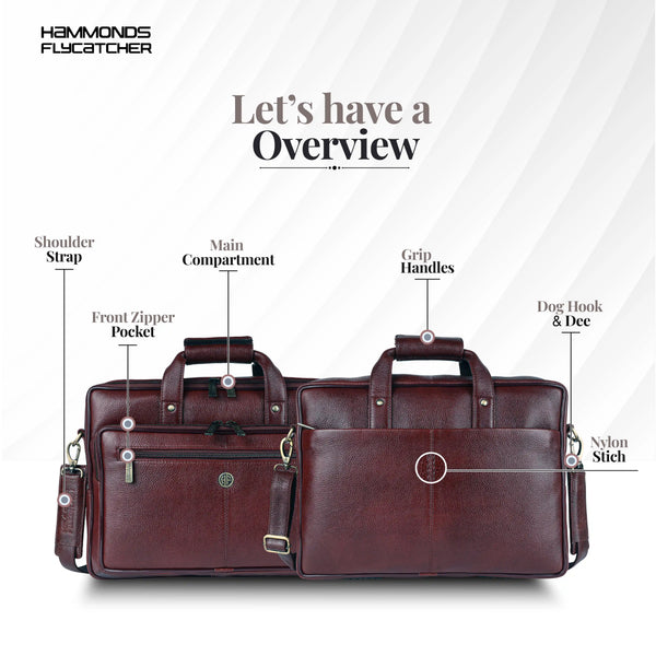 Office Shoulder Bag for Laptop - Genuine Leather - Fits 14 to 15.6 Inch Laptop/MacBook - 1 Year Warranty