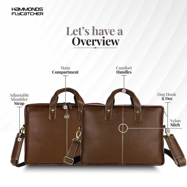 Office Bag for Men - Genuine Leather Laptop Bag - Fits Upto 14 Inch Laptop Bag/MacBook - 1 Year Warranty