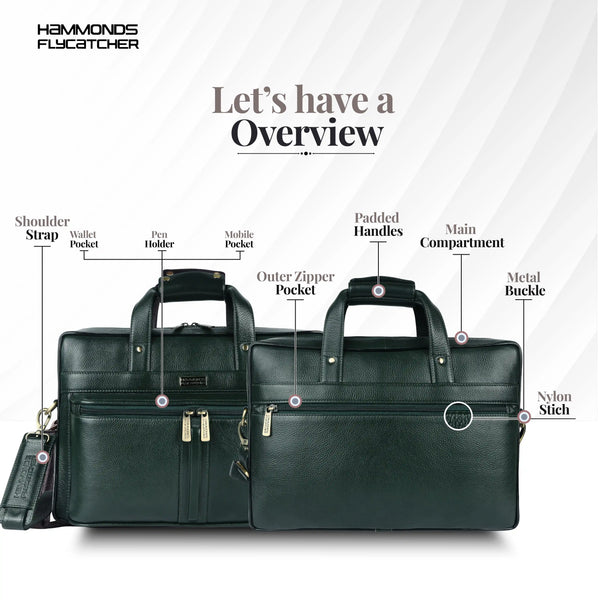 Genuine Leather Office Bag for Men - Laptop Bag - Fits Upto 15.6 Inch Laptop/MacBook - 1 Year Warranty