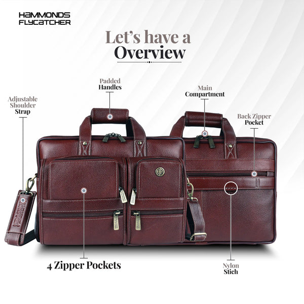 Genuine Leather Office Bag for Men - Fits Up to 15.6 Inch Laptop/MacBook