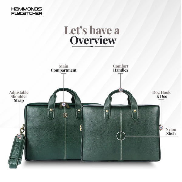 Office Bag for Men - Genuine Leather Laptop Bag - Fits Upto 14 Inch Laptop Bag/MacBook - 1 Year Warranty