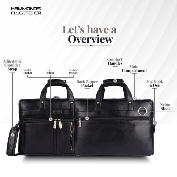 Genuine Leather Office Bag for Men - Laptop Bag - Fits Upto 15.6 Inch Laptop/MacBook - 1 Year Warranty