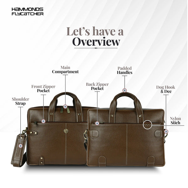 Leather Laptop Bag for Men - Fits Upto 15.6 Inch Laptop/MacBook - Premium Office Bag with 1 Year Warranty