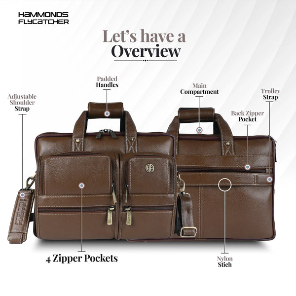 Genuine Leather Office Bag for Men - Fits Up to 15.6 Inch Laptop/MacBook