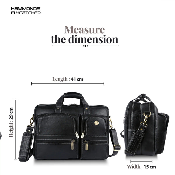 Genuine Leather Office Bag for Men - Fits Up to 15.6 Inch Laptop/MacBook