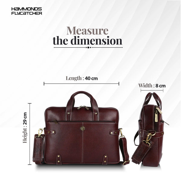 Leather Laptop Bag for Men - Fits Upto 15.6 Inch Laptop/MacBook - Premium Office Bag with 1 Year Warranty