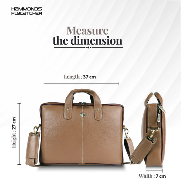 Office Bag for Men - Genuine Leather Laptop Bag - Fits Upto 14 Inch Laptop Bag/MacBook - 1 Year Warranty