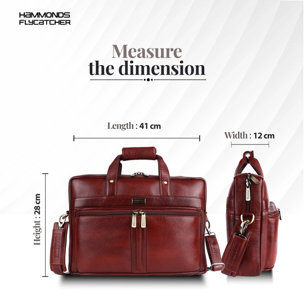 Genuine Leather Office Bag for Men - Laptop Bag - Fits Upto 15.6 Inch Laptop/MacBook - 1 Year Warranty