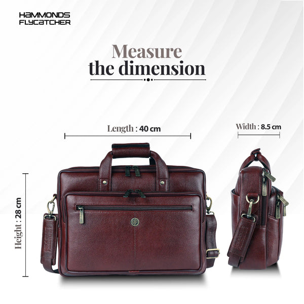 Office Shoulder Bag for Laptop - Genuine Leather - Fits 14 to 15.6 Inch Laptop/MacBook - 1 Year Warranty