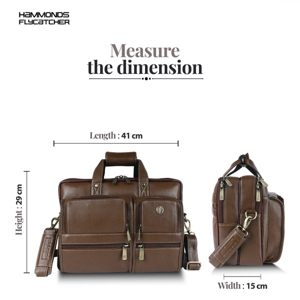 Genuine Leather Office Bag for Men - Fits Up to 15.6 Inch Laptop/MacBook