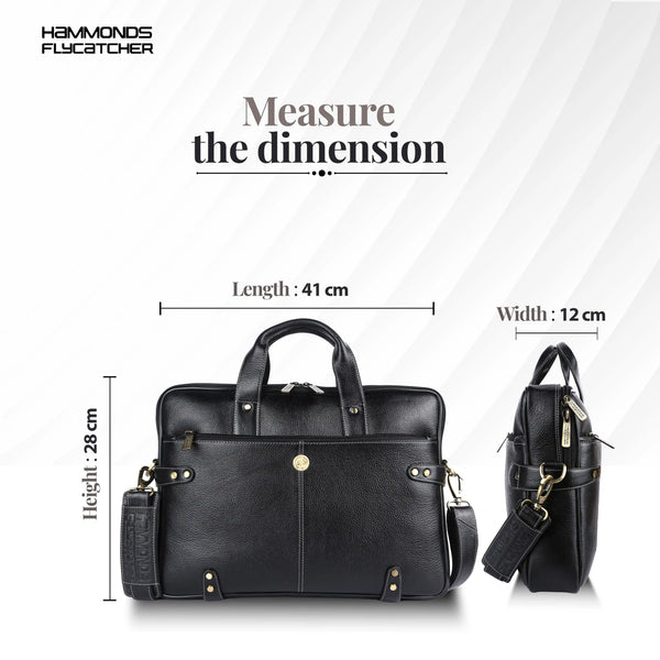 Leather Laptop Bag for Men - Fits Upto 15.6 Inch Laptop/MacBook - Premium Office Bag with 1 Year Warranty
