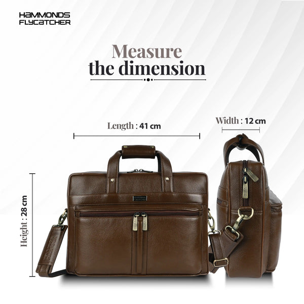 Genuine Leather Office Bag for Men - Laptop Bag - Fits Upto 15.6 Inch Laptop/MacBook - 1 Year Warranty