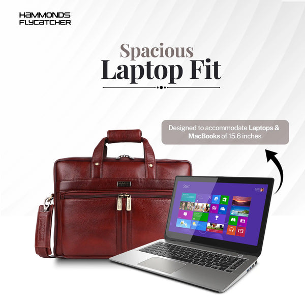 Genuine Leather Office Bag for Men - Laptop Bag - Fits Upto 15.6 Inch Laptop/MacBook - 1 Year Warranty