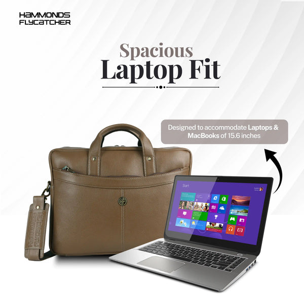Leather Laptop Messenger Bag for Men with Multiple Compartments - Fits up to 15.6 Inch Laptop - 1 Year Warranty