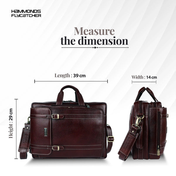 Laptop Bag for Men - Genuine Leather Office Bag - Fits upto 15.6 Inch Laptop/MacBook - Messenger Bag