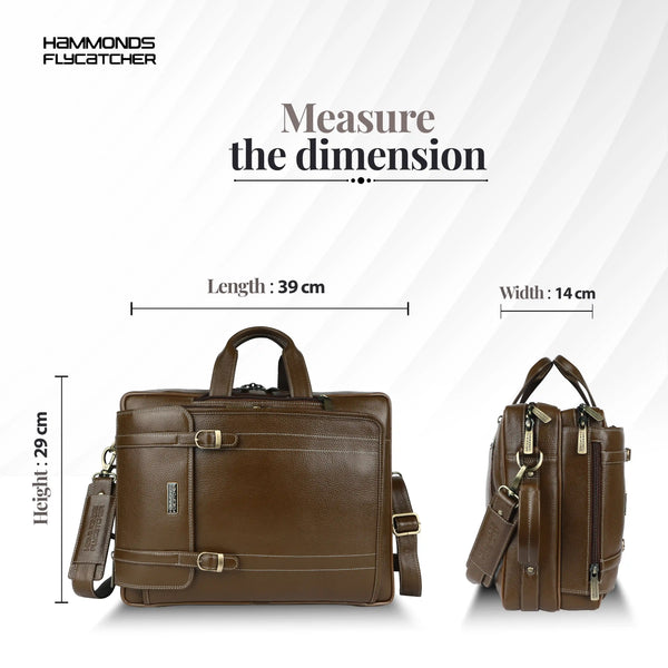 Laptop Bag for Men - Genuine Leather Office Bag - Fits upto 15.6 Inch Laptop/MacBook - Messenger Bag